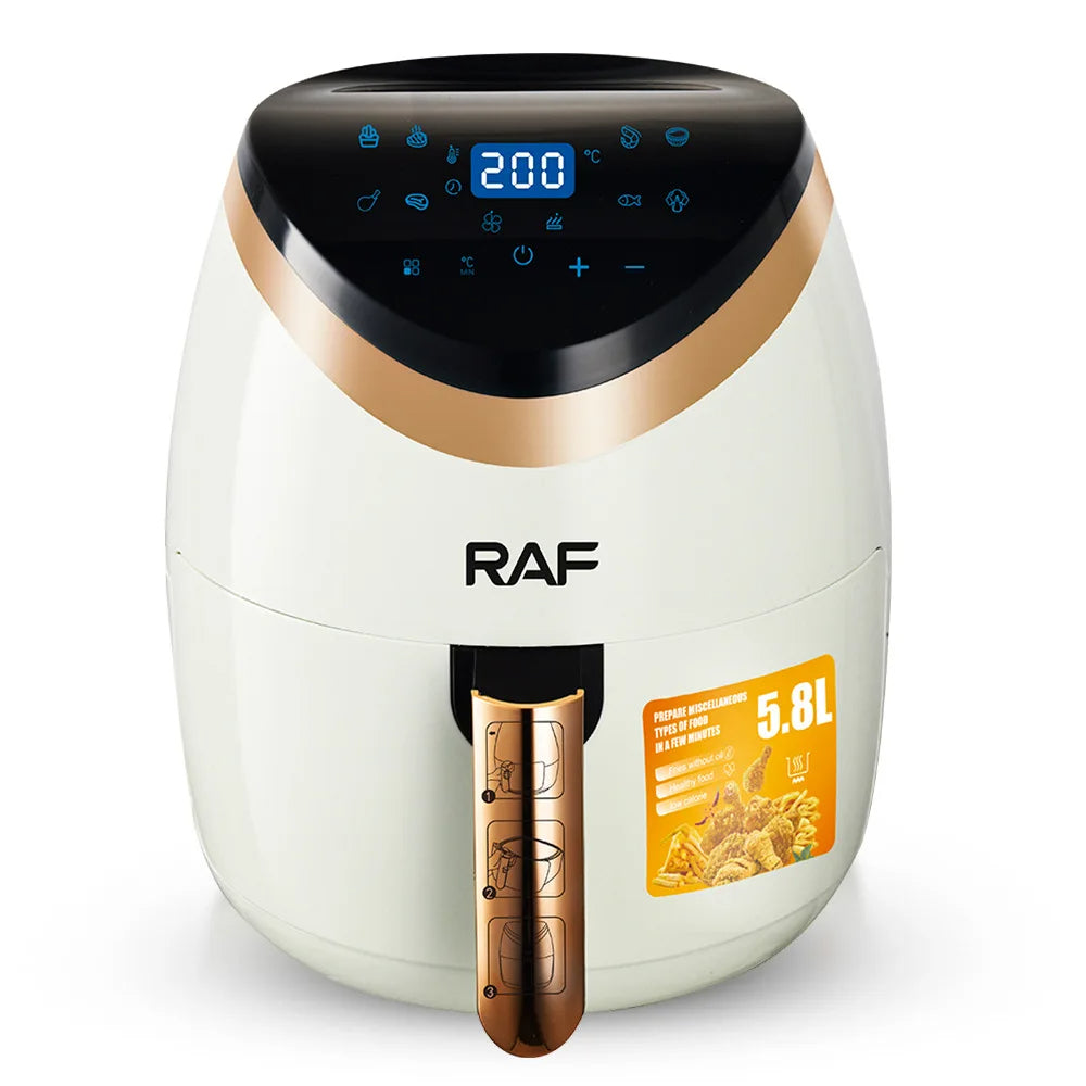 Friteuza cu aer cald - Air Fryer, Capacitate 5.8L, 1500W, Display Digital