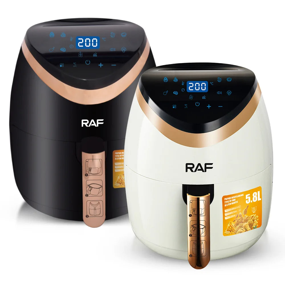 Friteuza cu aer cald - Air Fryer, Capacitate 5.8L, 1500W, Display Digital