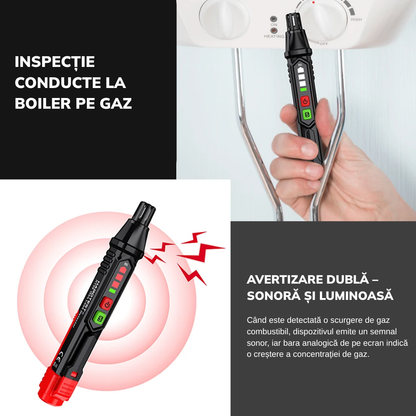 Detector de gaz portabil, alarma vizuala si sonora, sensibilitate reglabila