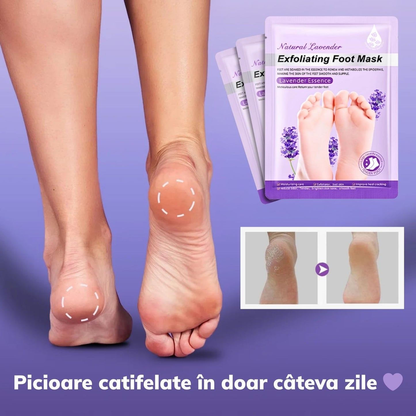 Sosete exfoliante cu lavanda pentru talpi FeetExf ™