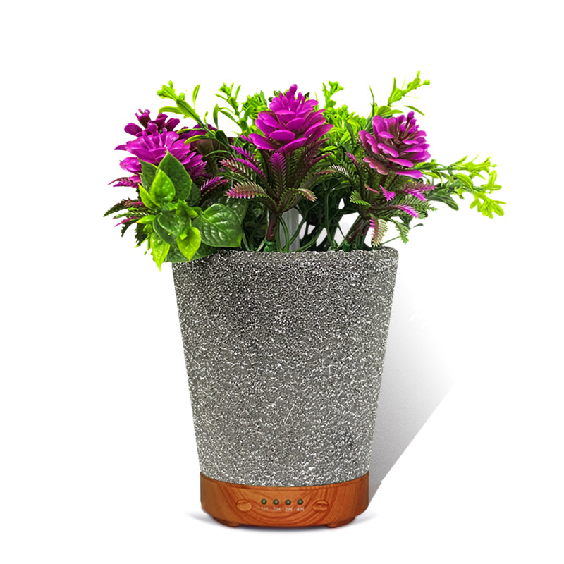 Umidificator aromaterapie in forma de ghiveci cu flori, 7 culori, programabil