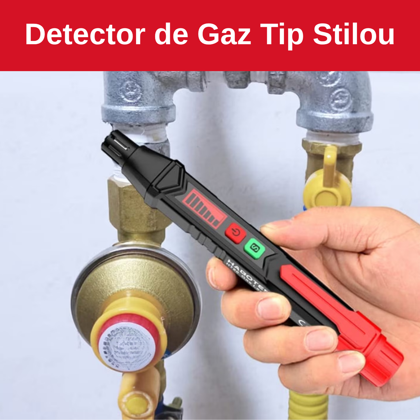 Detector de gaz portabil, alarma vizuala si sonora, sensibilitate reglabila